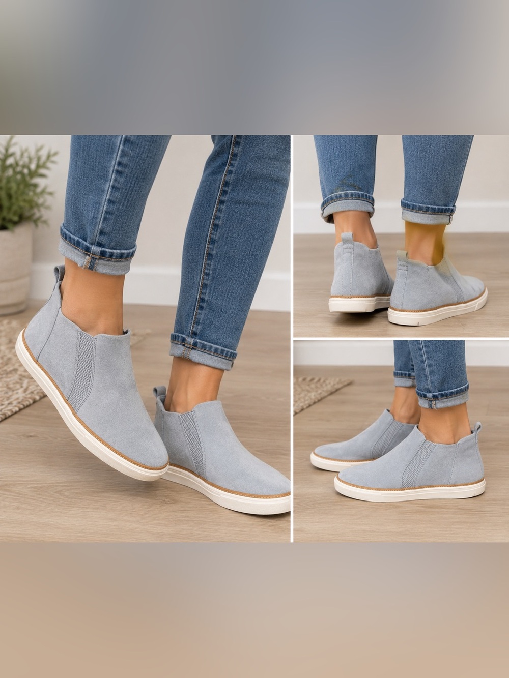 TOMS Women’s Bryce‎ Stone Grey Suede Slip-On Mid-Top Sneakers Shoes
